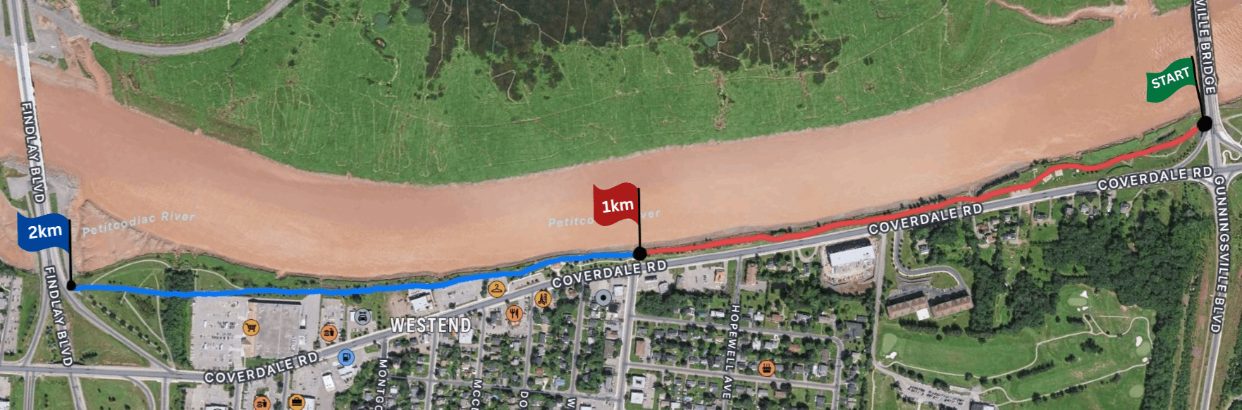 Tidal bore race map